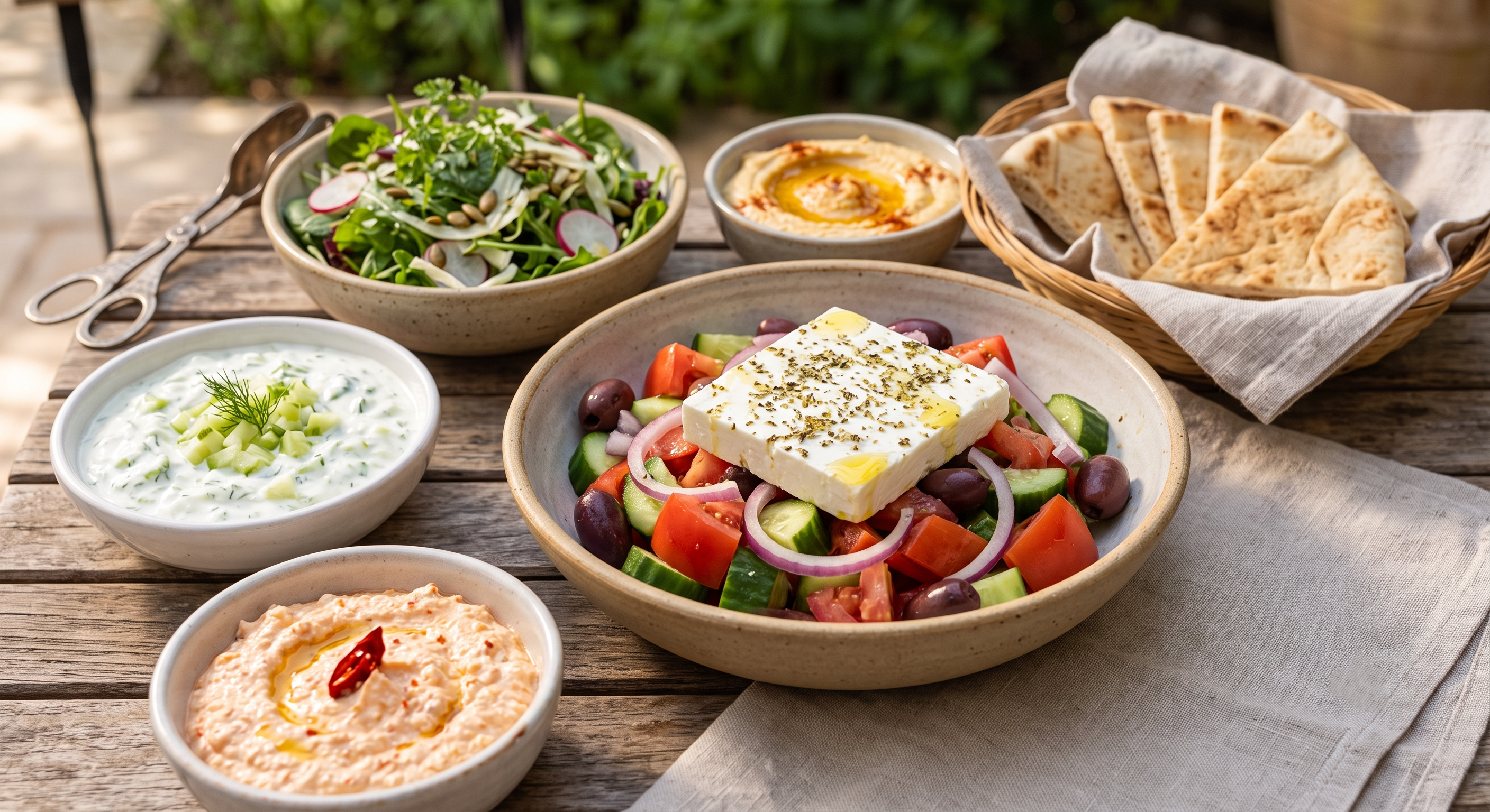 Greek Salad & Dips